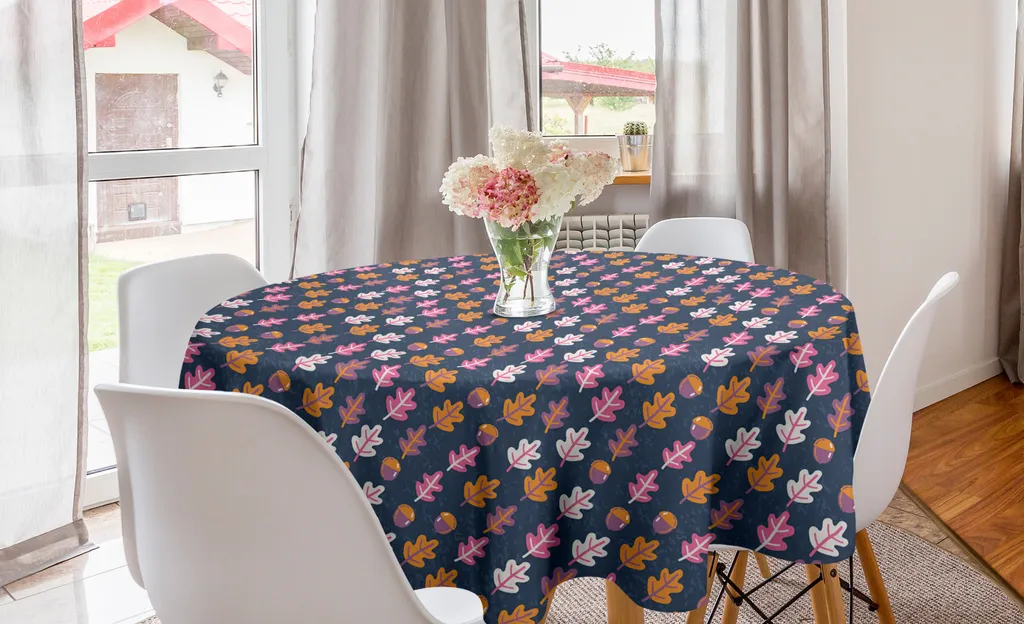 ABAKUHAUS Tovaglia Rotonda Autunnale 150cm | Arredo Cucina Foglie Quercia