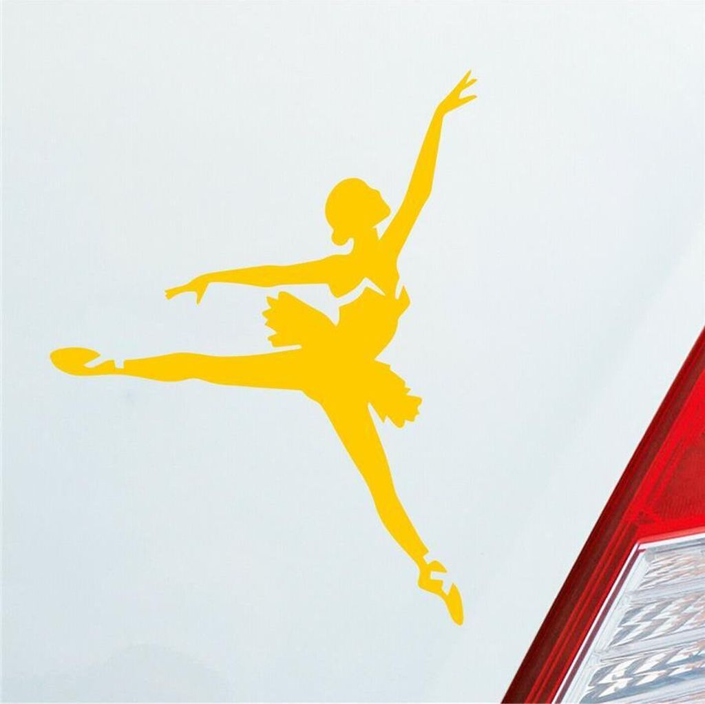 Auto Aufkleber Tänzerin Ballerina Ballett Musik 9x12 cm Gelb Sticker Heckscheibenaufkleber