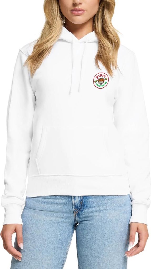 Spreadshirt Pippi Langstrumpf Portrait Rundes Logo Damen Premium Hoodie, XXL, Weiß