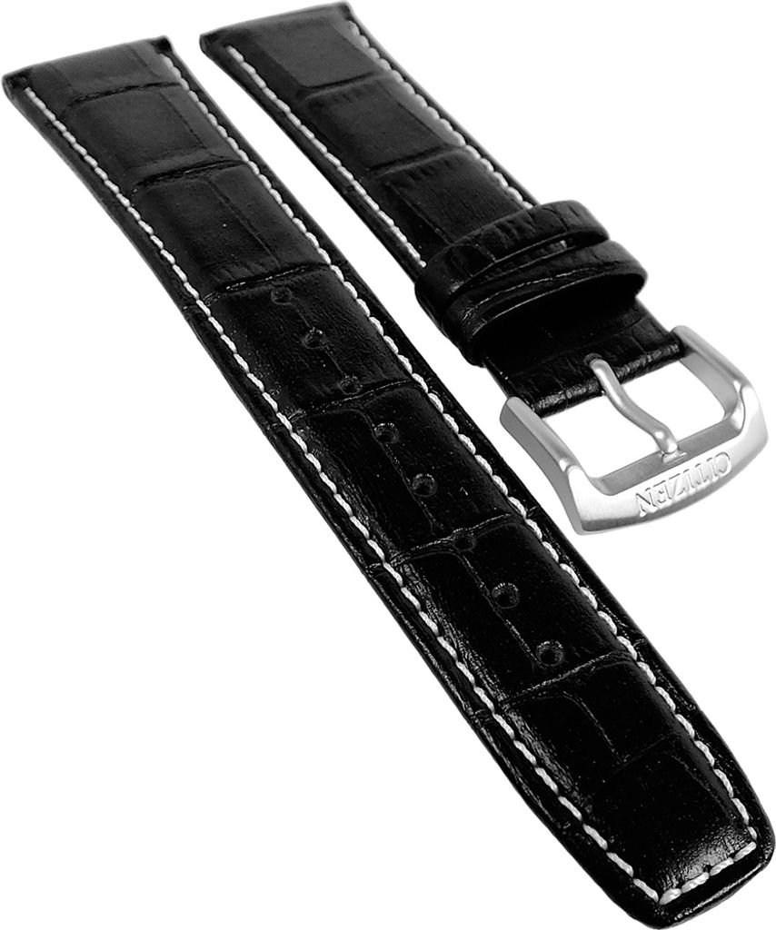 Citizen Eco Drive ⇒ Uhrenarmband 22mm schwarz Leder Krokooptik BM7080