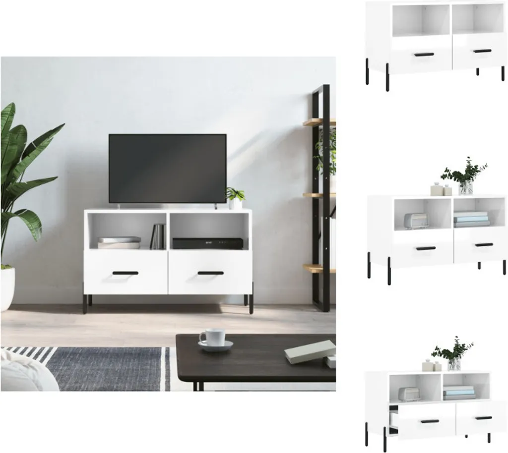 Base TV vidaXL Bianco Lucido 80 cm | Supporto Console e Media Player