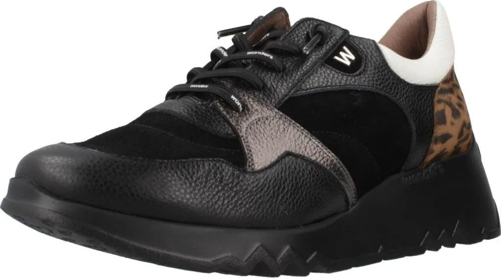 Wonders E6751 Baskets Femme en Cuir à Imprimé Animalier Sauvage