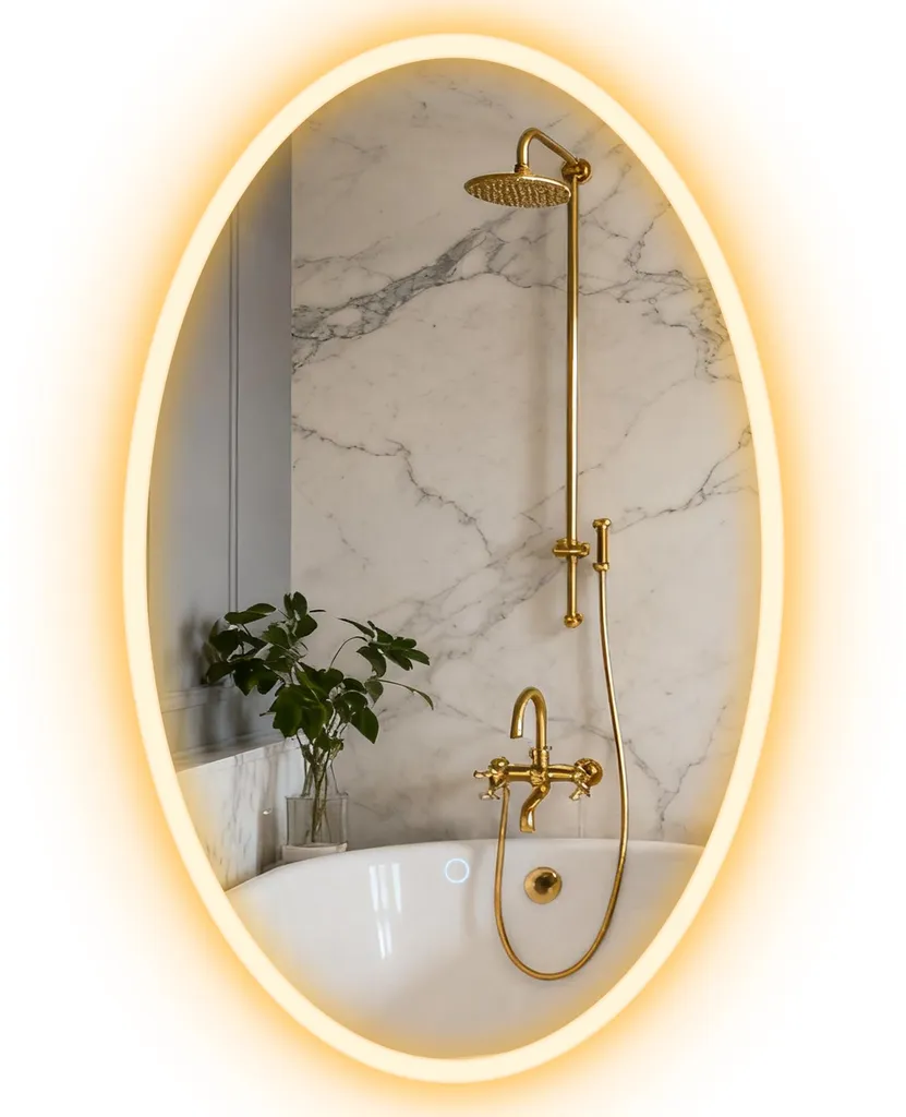 Miroir LED Ovale 80 x 50 cm à Éclairage Variable et Fonction Anti-buée