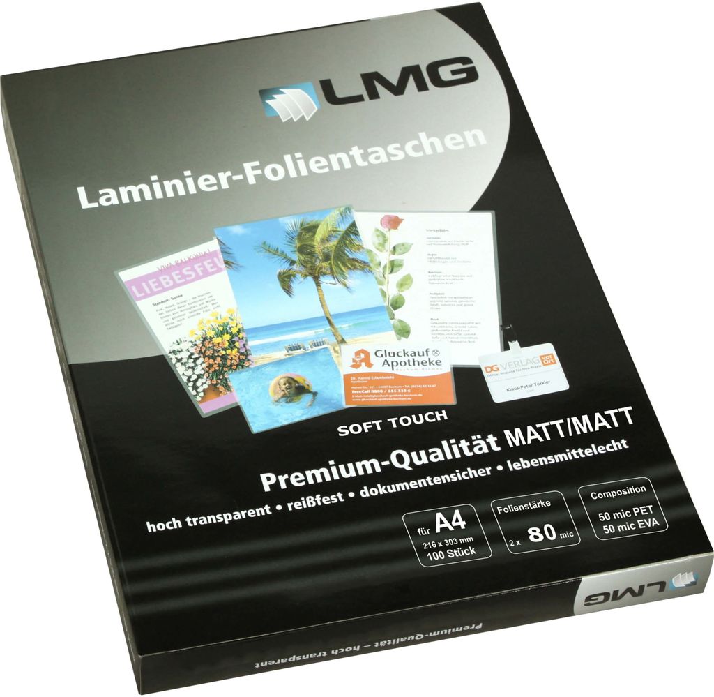 100 LMG Soft Touch Laminierfolien matt für A4 80 micron
