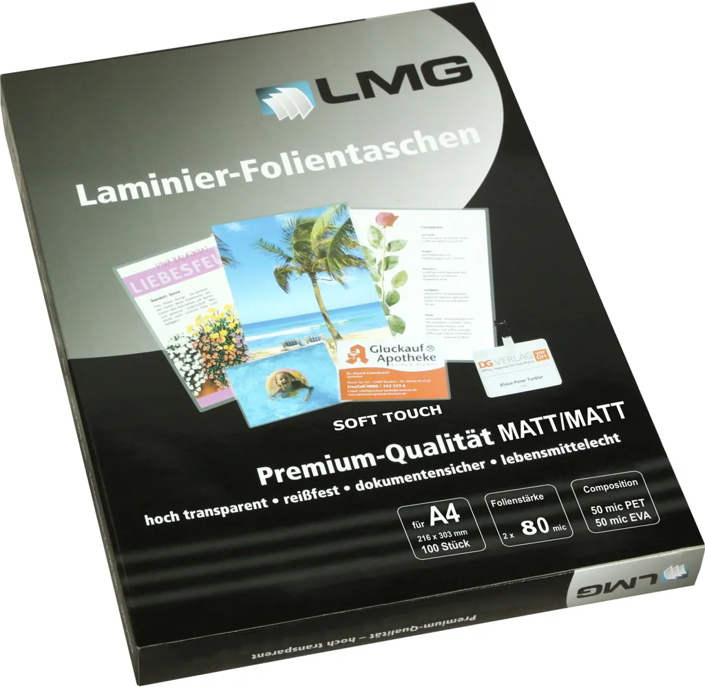 LMG LMGA4-80M-ST: 100 Pellicole Opache A4 80 Mic per Plastificazione Professionale
