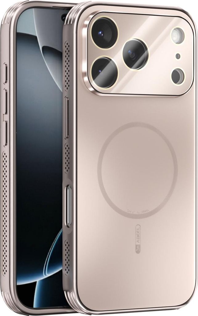 Matte PC TPU Hülle für iPhone 17 Pro Magnetische Handyhülle mit Linsenabdeckung und Wärmeableitung Stoßstange Gold