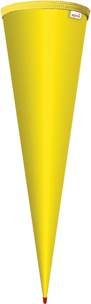 Schultüten-Rohling zum Basteln gelb - 70 cm rund - mit Rot(h)-Spitze ohne Verschluss