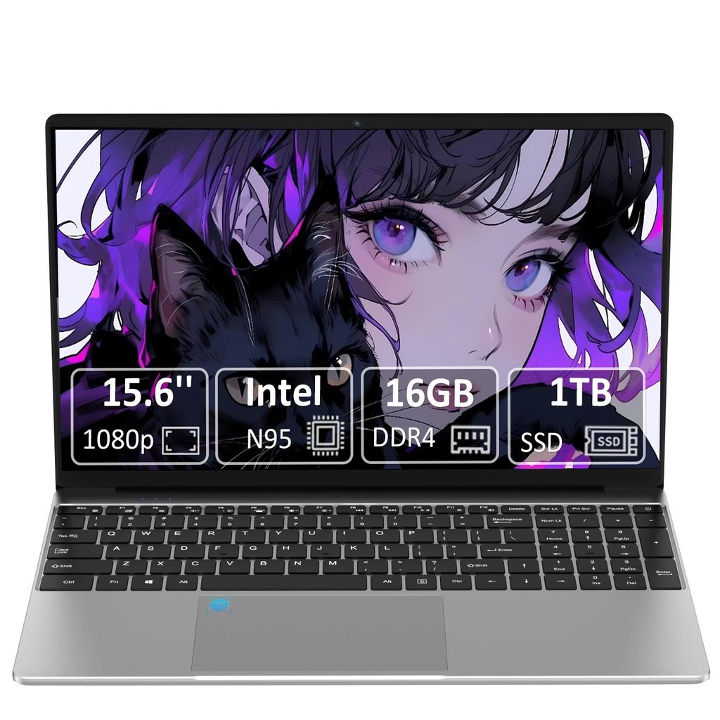 Molegar Business-Notebook 15,6 Zoll FHD IPS | Intel 12. Gen N95 (bis 3,4 GHz) | 16GB DDR4 + 1TB PCIe-SSD (NVMe) | Fingerprint-Sensor & Hintergrundb...