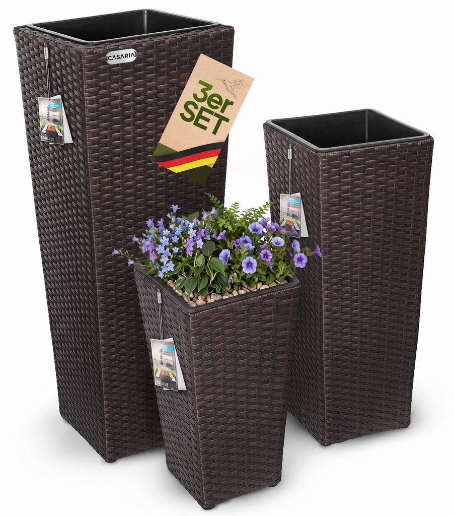 CASARIA® Blumentopf 3er Set Polyrattangeflecht Übertopf Produktbild 