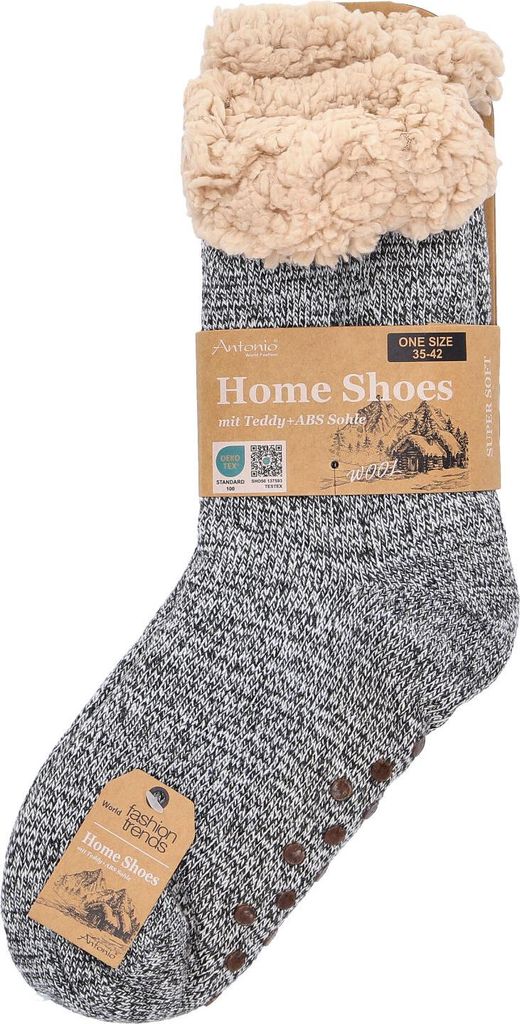 Antonio Kuschelige Hüttensocken im Norweger Design Gr. 35-42 grau