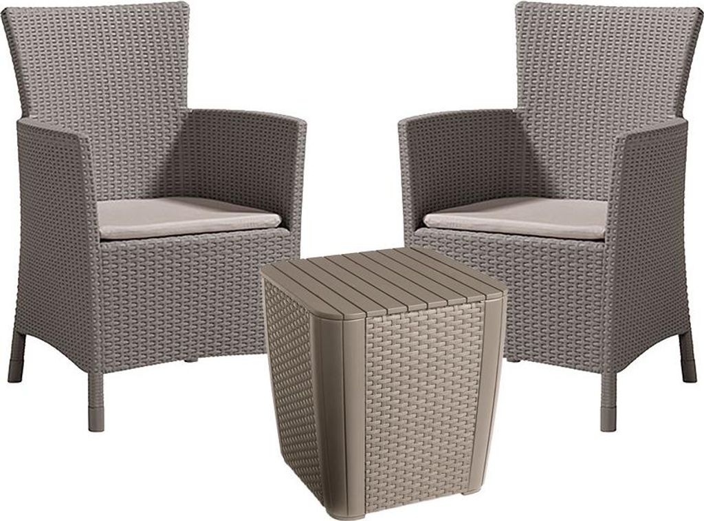 Curver Iowa II Balkon-Gartenmöbelset mit Tisch luzon cappuccino
