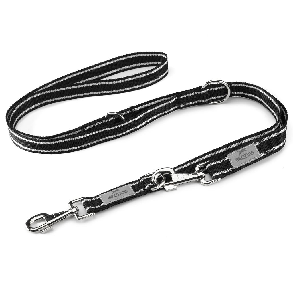 BedDog Hundeleine WILLY verstellbar in 3 Längen Führleine, Laufleine,3m/25mm,schwarz/neon