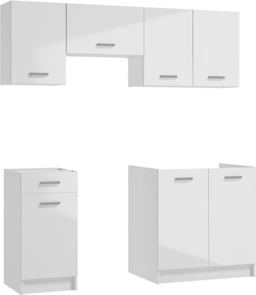 Küchenmöbel-Set weiß glänzend 5 Stück 180 cm Produktbild 