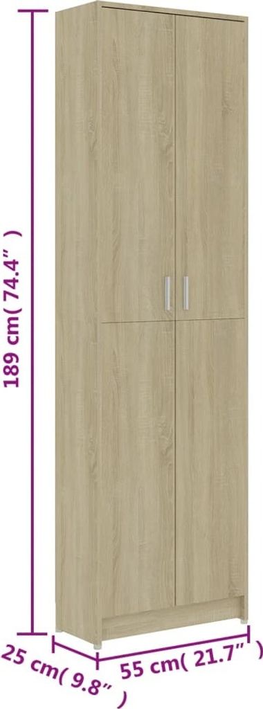 vidaXL Šatníková skriňa Sonoma Dub 55x25x189 cm odvodený Obrázok produktu 8
