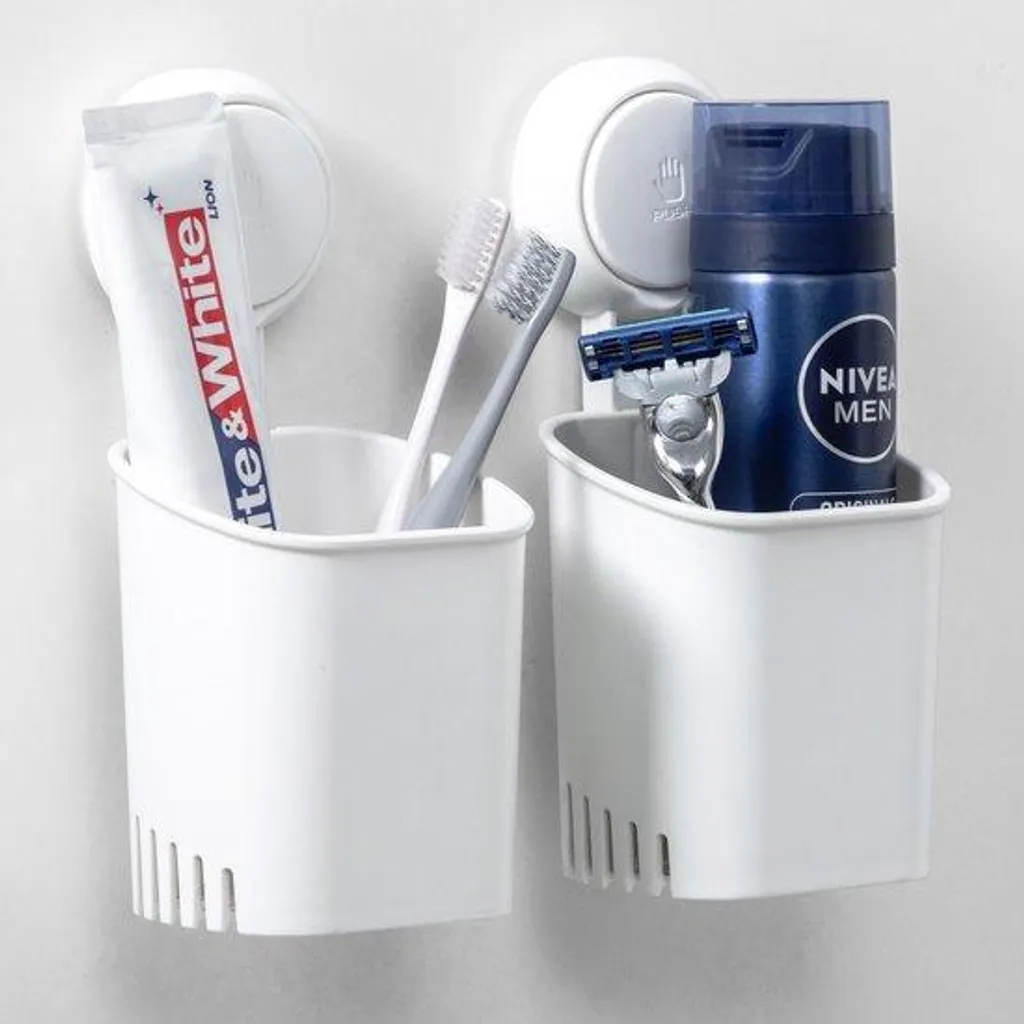 Rangement mural brosse à dents lot de 2 blanc pour salle de bain propre
