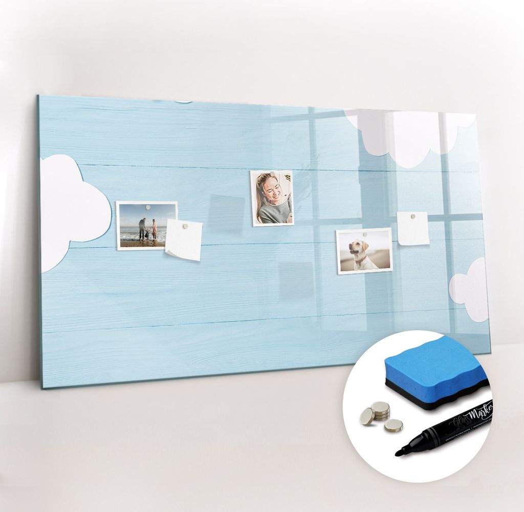 Magnetpinnwand Memoboard - Zubehörsatz - Schwarzer Marker + Schwamm + Magnete - 120 x 60 cm - Kindertafel