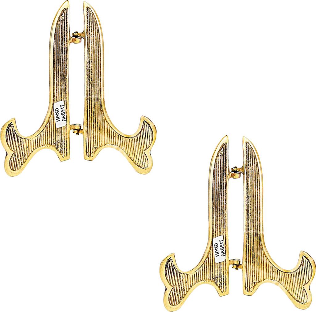 2x 10cm Ständer Massiv Messing Handarbeit Ikone Buch Tellerständer Geschenk 2783