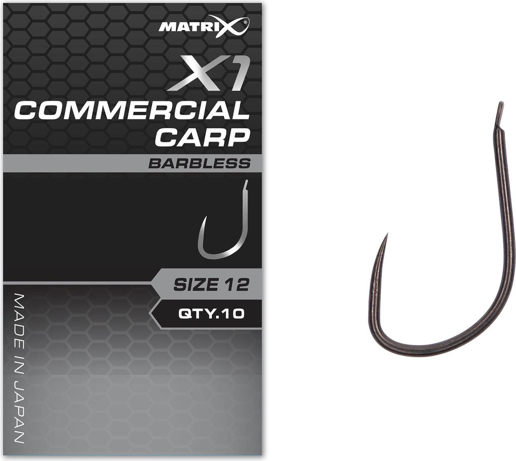 Matrix X1 Commercial Carp Barbless Hooks - 12