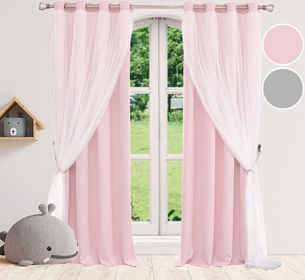 Vorhang Kinderzimmer Gardinen Küchengardinen Thermovorhang gegen Kälte Blickdichte Gardinen mit Schlaufen Verdunklungsvorhänge 2er Set H 213 x B...