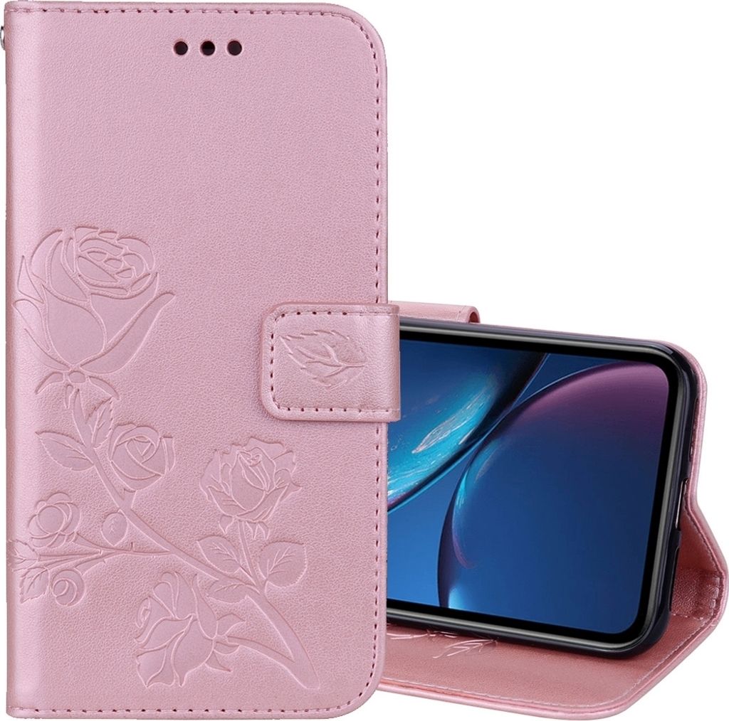 Mobigear Roses iPhone XR Hülle Klapphülle Geldbörse - Roségold