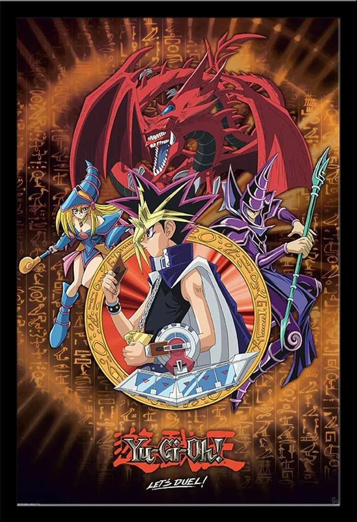 Tableau Yu-Gi-Oh Encadré Yugi et Slifer avec Cadre Shinsuke Maxi Noir