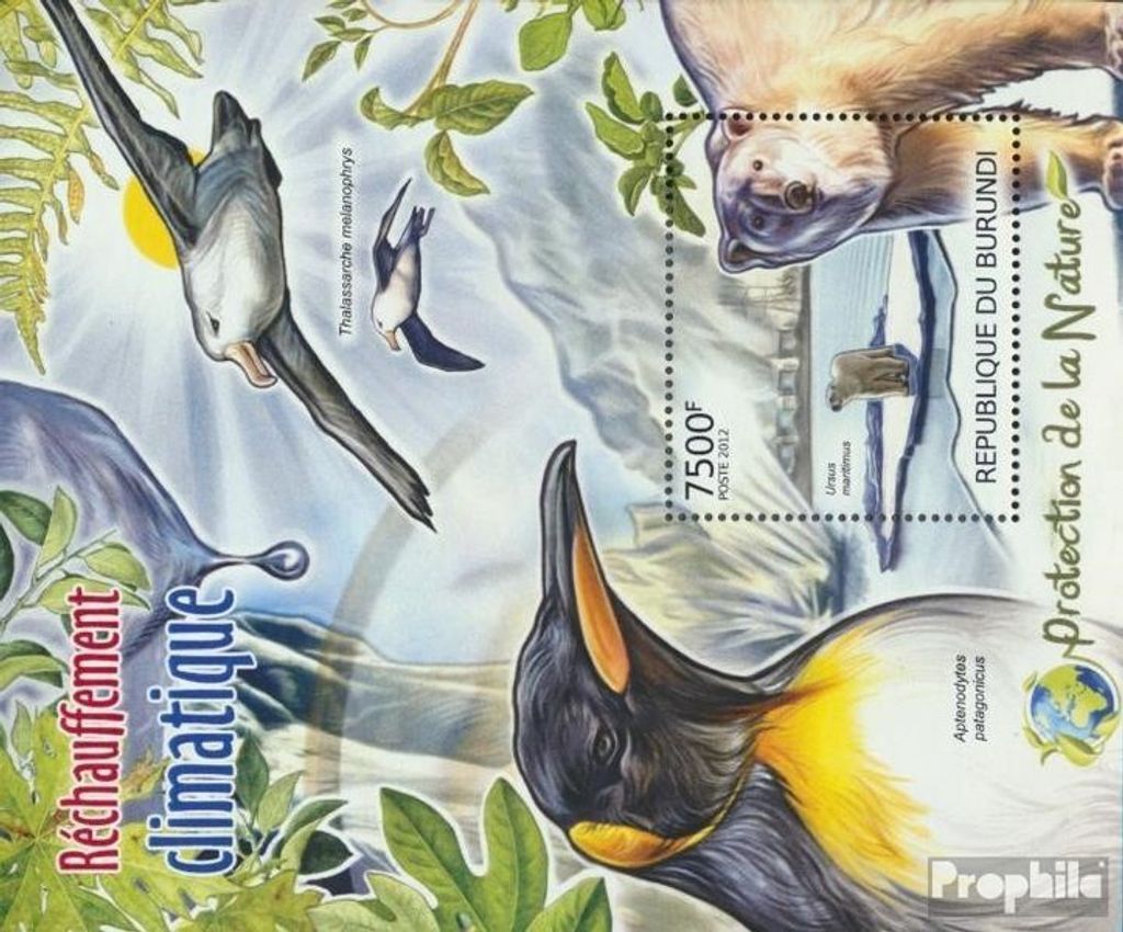 Briefmarken Burundi 2012 Mi Block238 (kompl.Ausg.) postfrisch Durch Klimaerwärmung bedrohte Tiere