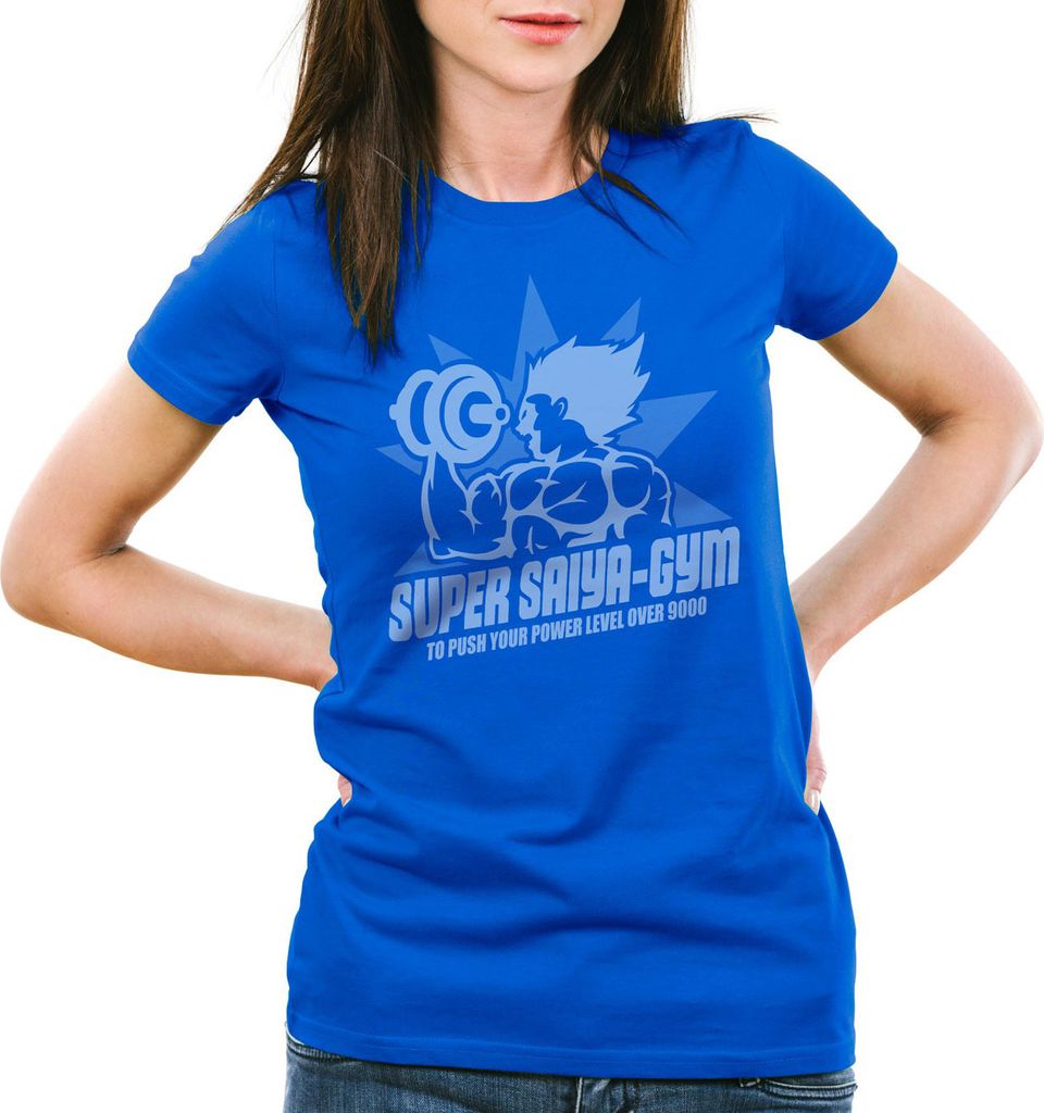 style3 Super Saiya Gym Damen T-Shirt turtle ball z songoku dragon, Farbe:Blau, Größe:XS