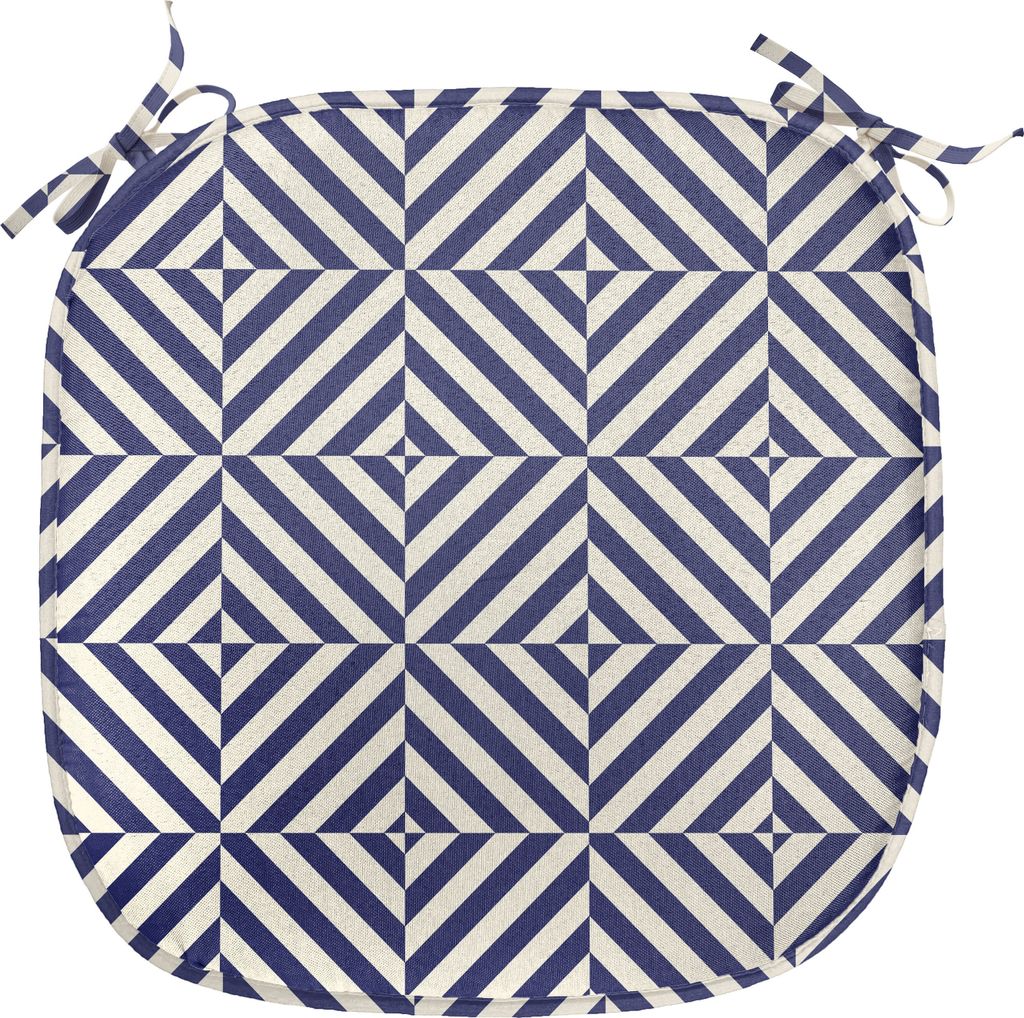 ABAKUHAUS Navy blau Polster für Esszimmerstühle, symmetrische Muster, Dekoratives wasserfestes Kissen mit Riemen für Küchensitze, 40 cm x 40 cm...