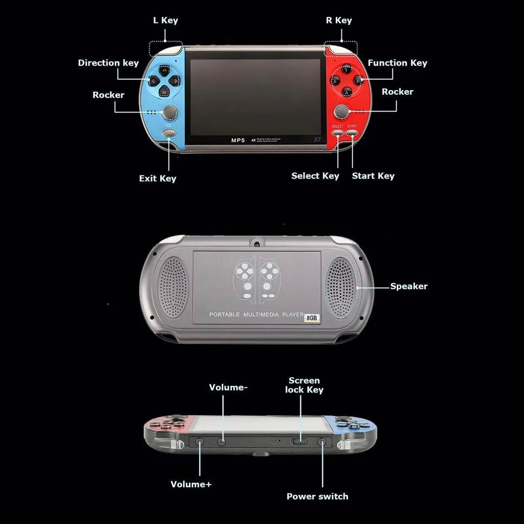 Console de jeu portable PSP rétro avec double joystick et écran 4,3 pouces - 9