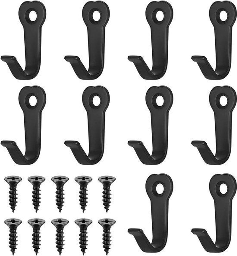 Set aus 10 alten schwarzen Metall-Haken für die Garderobe