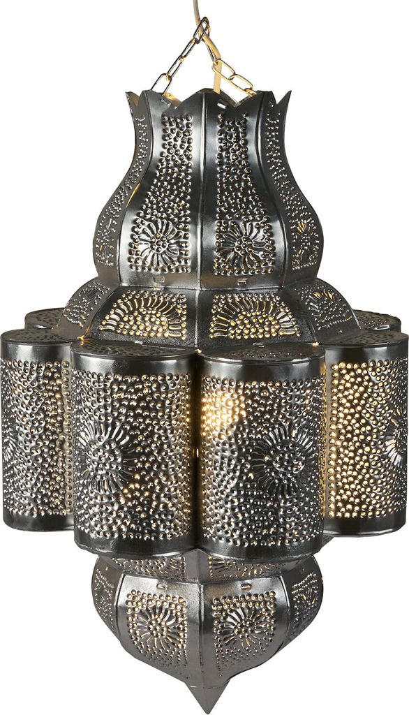 Lampe Harun argent 45cm | Plafonnier marocain en métal Image du produit 