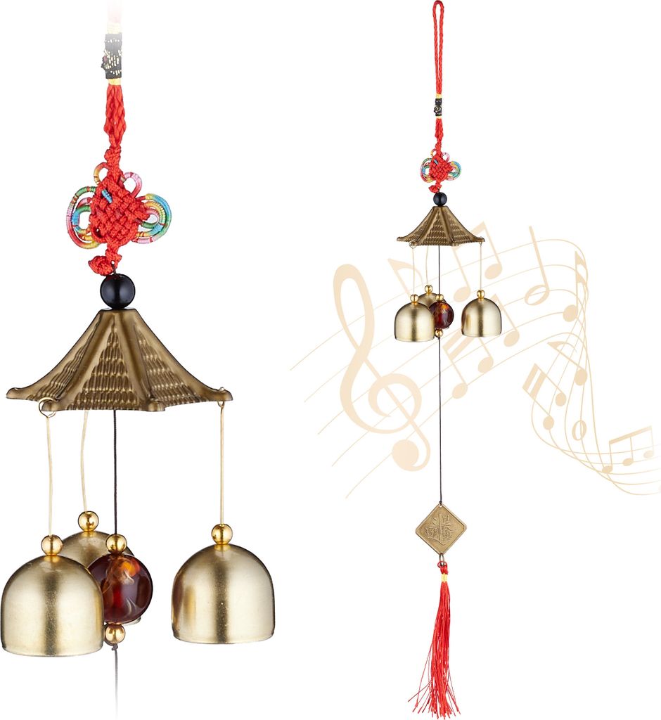 Relaxdays Windspiel 2er Set, Metall Glockenspiel, draußen & Produktbild 