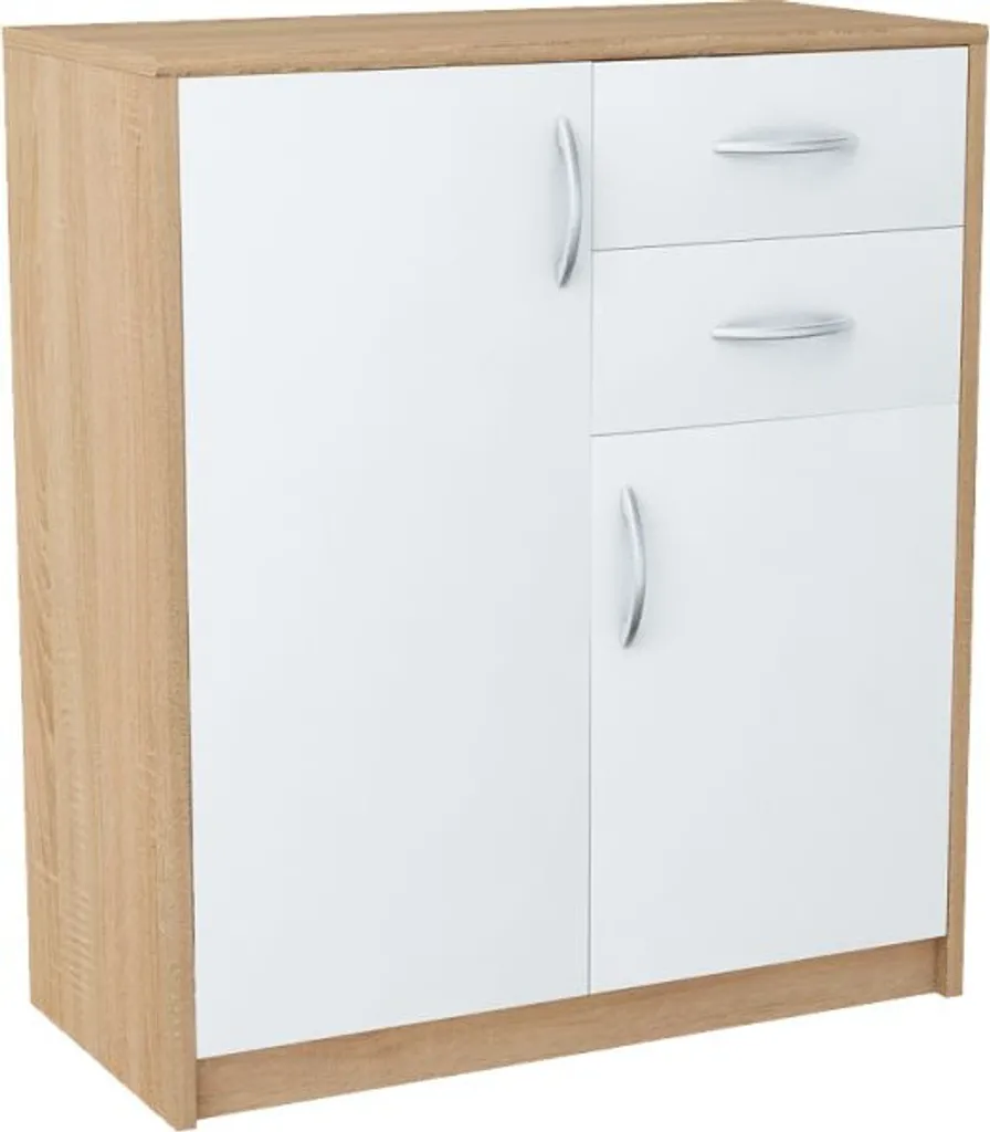 Buffet bas IBOJA 2 bicolore chêne et blanc - Meuble de séjour design