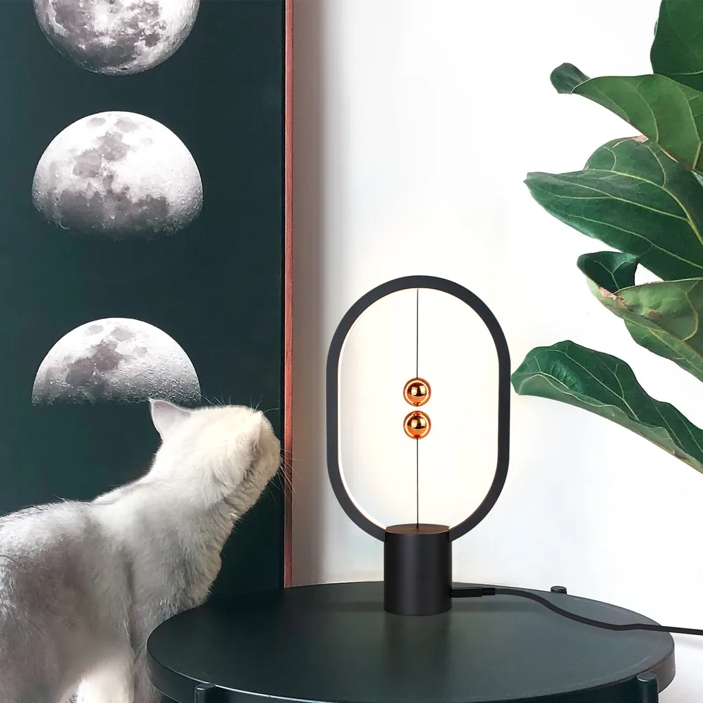 Petite Lampe Décorative Magnétique Noire - Éclairage LED Doux sans Reflet