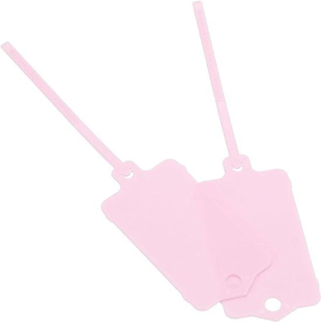 Lot de 25 porte-clés rose avec étiquette pour marquage et tri rapide