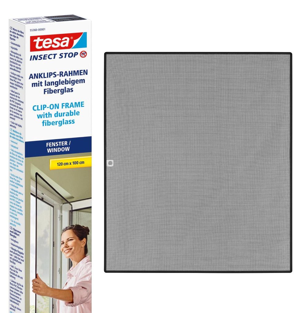 Tesa Fliegengitter Insect Stop Clip On anthrazit 1.0 x 1.2 Produktbild 