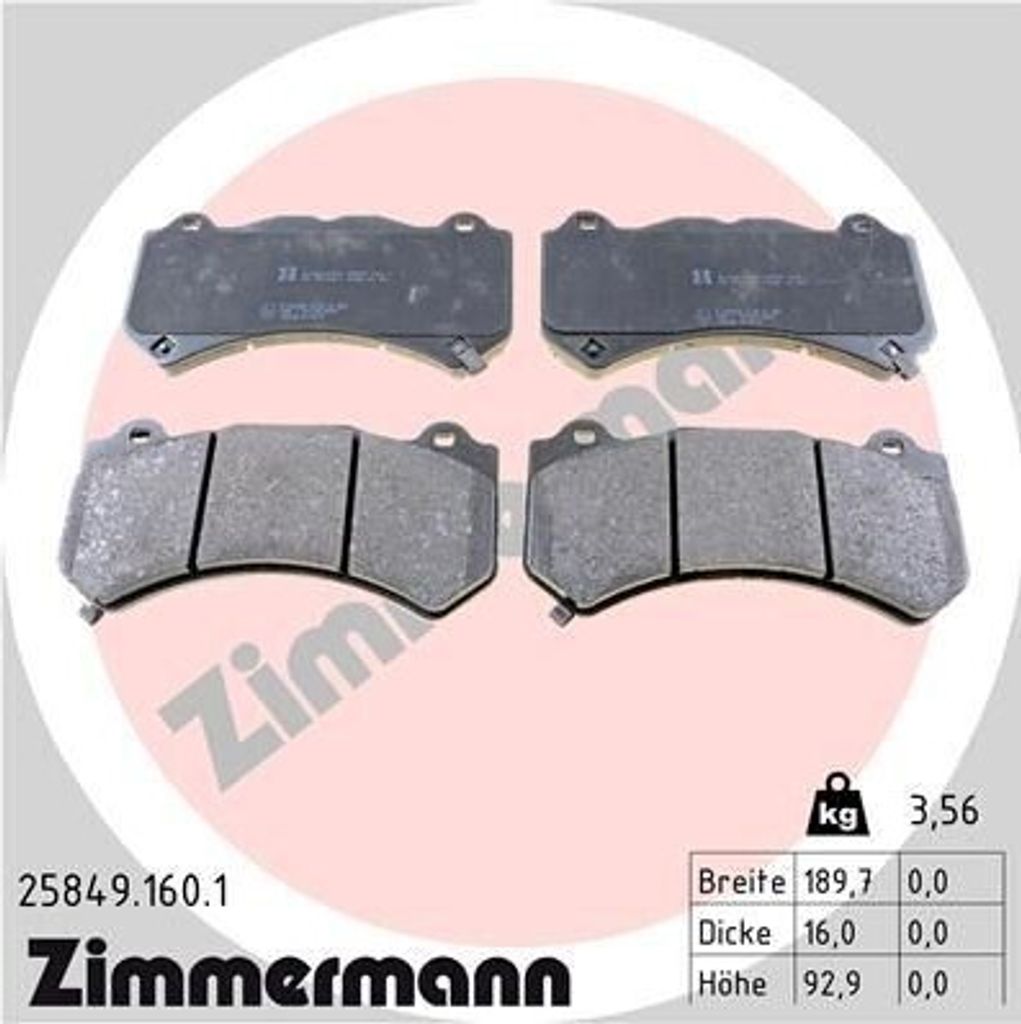 ZIMMERMANN Bremsbeläge Satz Vorne Bremsklötze für NISSAN GT-R (R35) 25849.160.1
