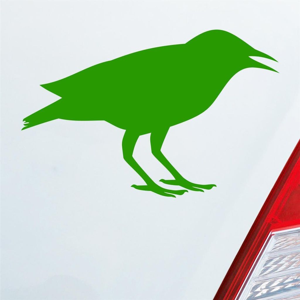 Auto Aufkleber Rabe Vogel Bird Vogelfreund 15x10 cm Hellgrün Sticker Heckscheibenaufkleber