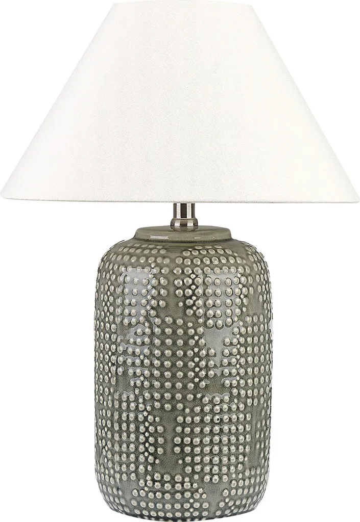 Beliani Lampe de table en céramique grise et abat-jour tissu élégante