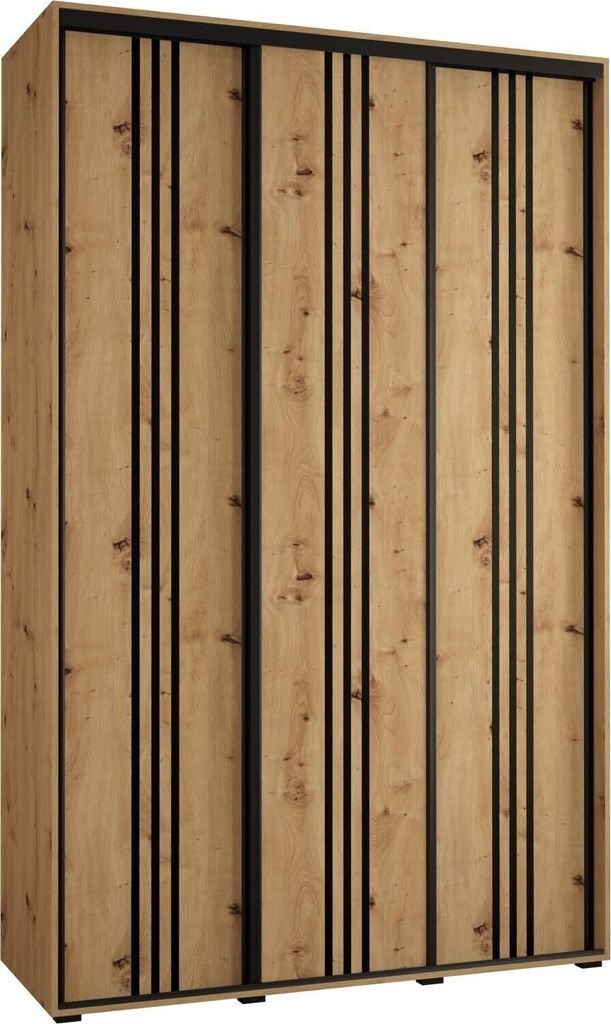 MEBLE KRYSPOL Cannes 6 Schrank mit 3 Schiebetüren - 205,2x150x45 cm - Artisan Artisan Schwarz