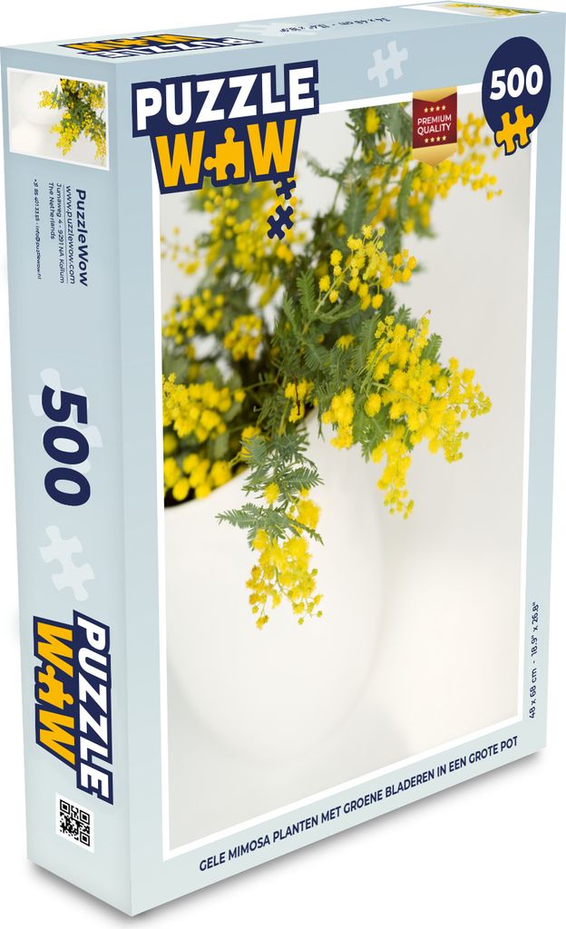 MuchoWow Puzzle 500 Teile Gelbe Mimosenpflanzen mit grünen Blättern in einem großen Topf - Denken - Spiel - Toy