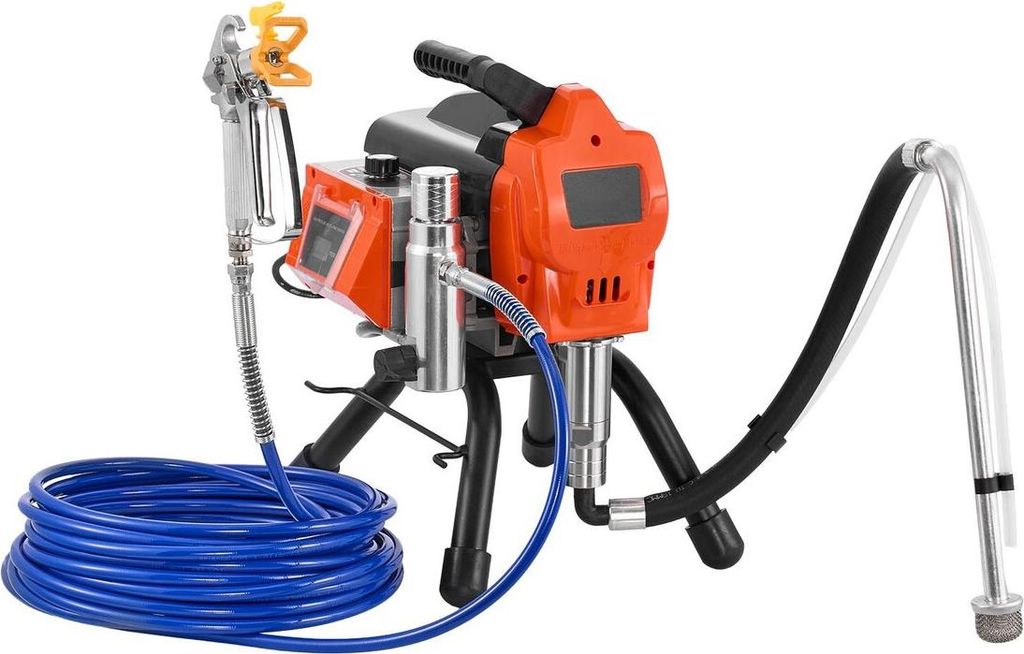 Stand Airless Paint Sprayer, 1500W, 3300PSI High Pressure Airless Sprayer, Cleaning Brush, Hose, Extension Rod, Nozzles, Electric Spray Paint Machi...