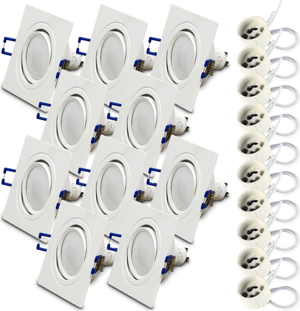 10x Einbauspot SET RIK.13 schwenkbar weiss eckig GU10 7W warmweiss