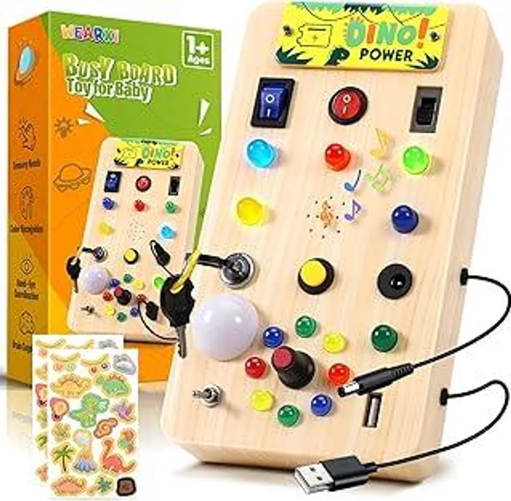 WEARXI Busy Board in Legno: Giocattolo Montessori Tradizionale LED