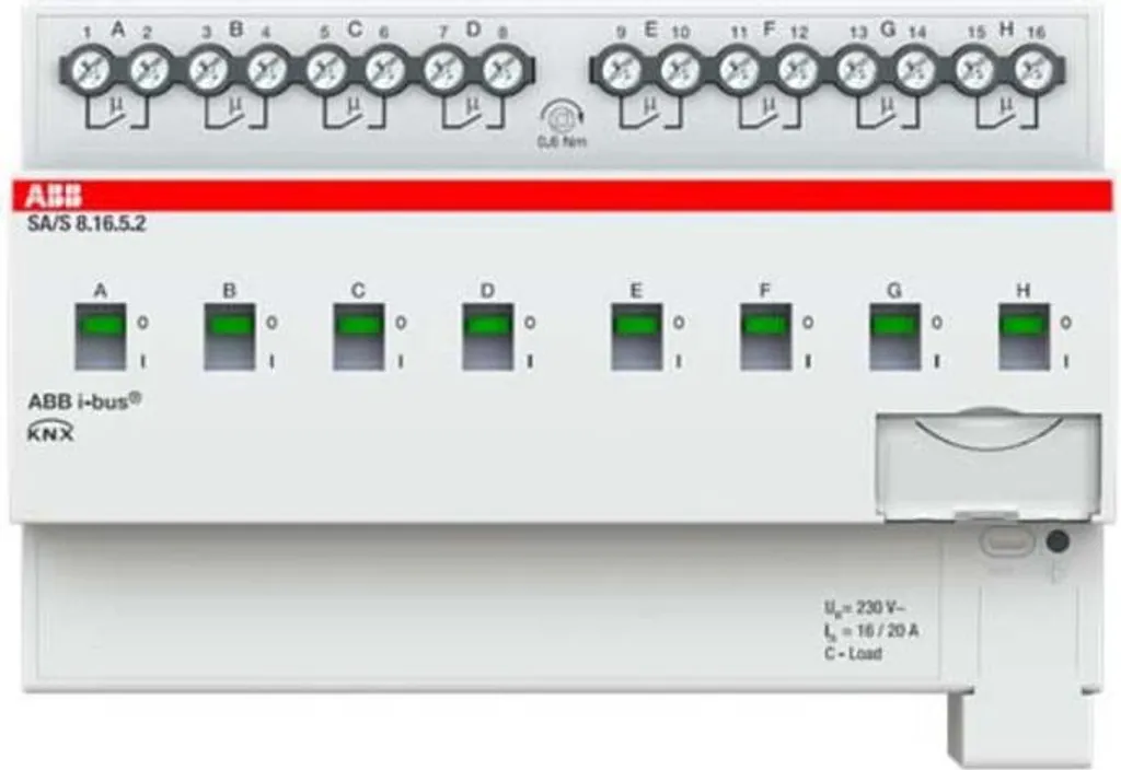 Actionneur de commutation octuple ABB SA/S8.16.5.2 16A Charge C KNX