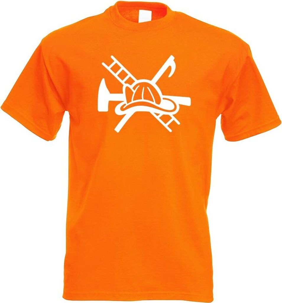 Kiwistar - T-Shirt - orange - Feuerwehrhelm - Motiv 2 Herren Funshirt Bedruckt Design Sprüche Spruch Motive - mit Motiv Bedruckt - Funshirt Design...