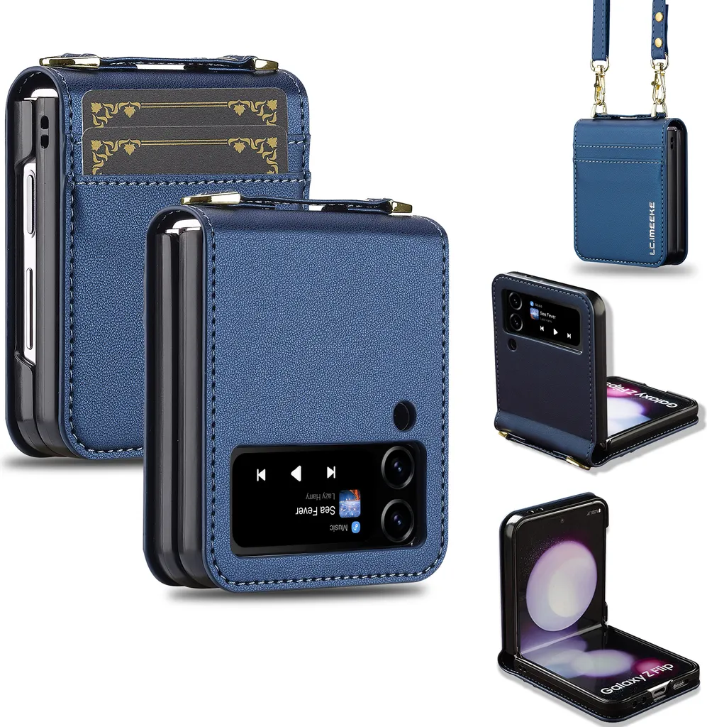 Accessorio Moda: Custodia Samsung Z Flip 3 con Tracolla Blu
