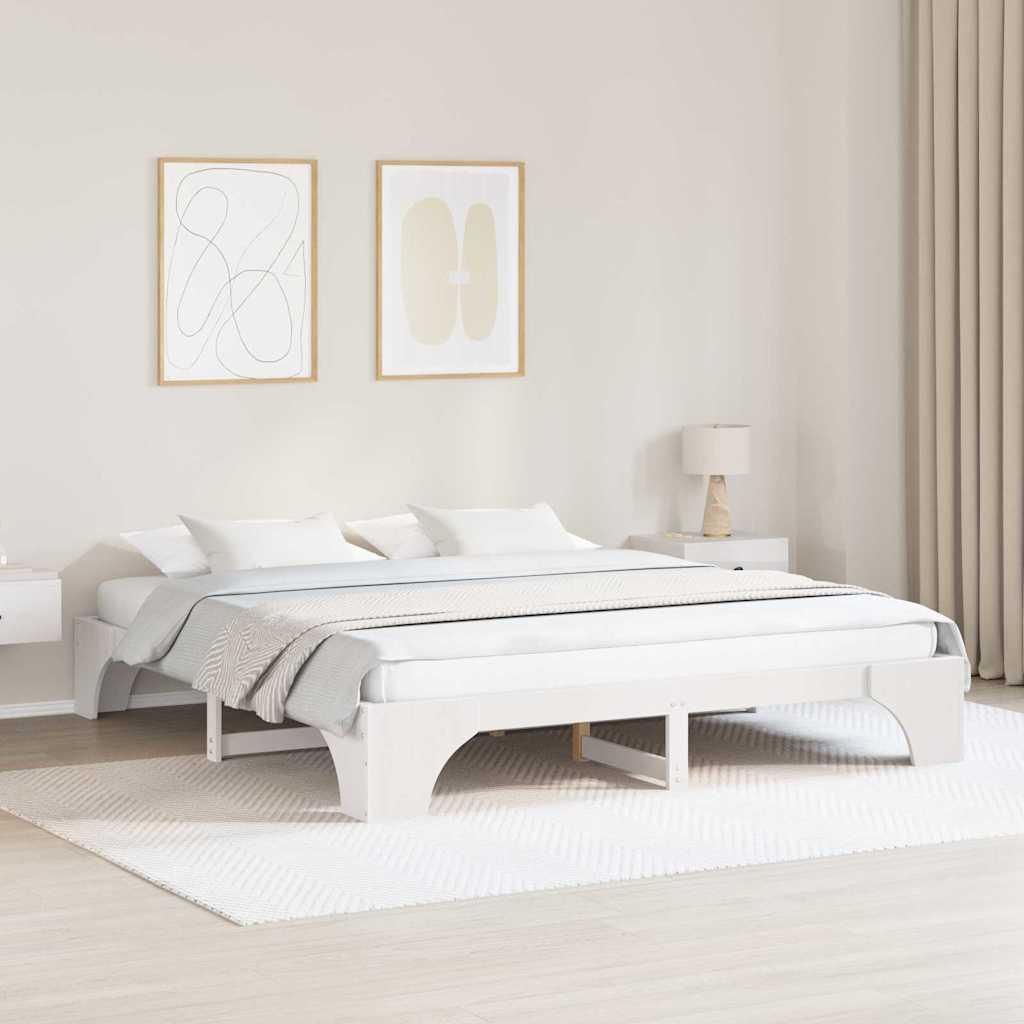 Maison Exclusive - Bettrahmen Weiß 180 x 200 cm Massives Kiefernholz