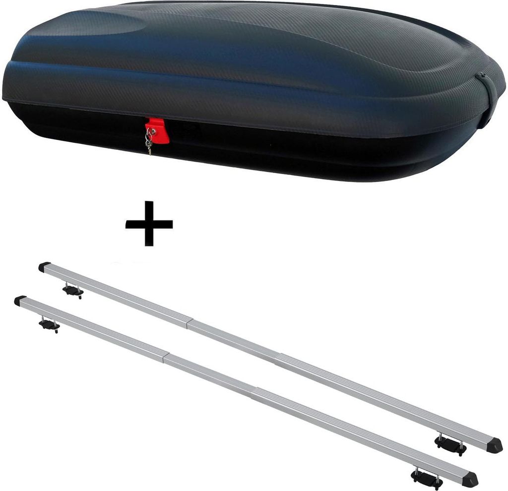 Dachbox VDPBA320 320Ltr carbonlook abschließbar + Dachträger RAPID kompatibel mit für Opel Zafira (A) (5Türer) 98-04