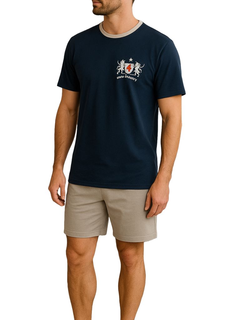 KB Schlafanzug Herren kurz Pyjama T-Shirt Nachtwäsche Männer 100% Baumwolle Größe M